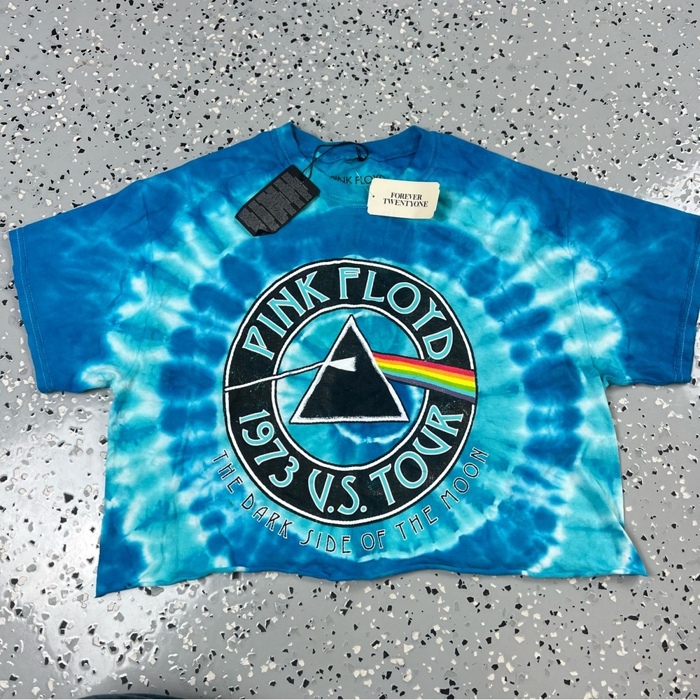 Pink Floyd women’s cropped Tie-Dye T-Shirt - Blue forever 21